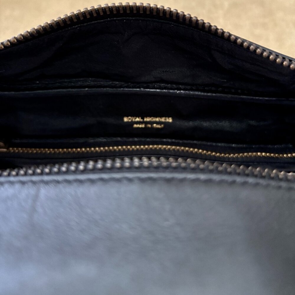 VTG Auth ROYAL HIGHNESS Genuine Leather Black Box Satchel Bag - Picture 5 of 5